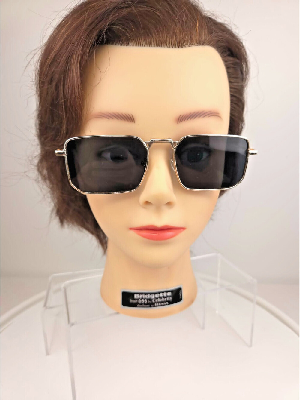 Vintage 90s Y2K Gold Metal Slim Rectangle Sunglasses Dark Lenses Unisex
